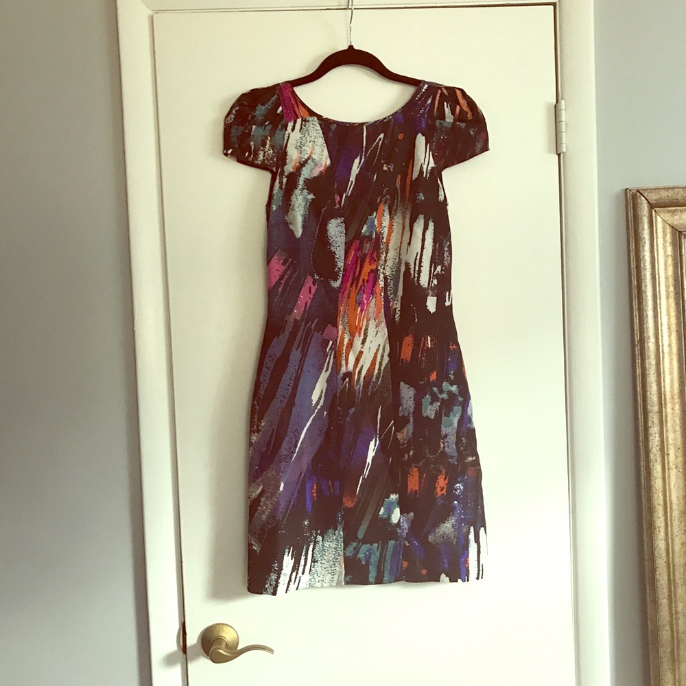 Warehouse Multicolor Dress with Strong Shoulder